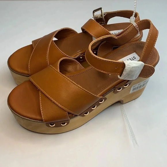 Steve Madden Platform Heel Wooden Studded New - Picture 2 of 10